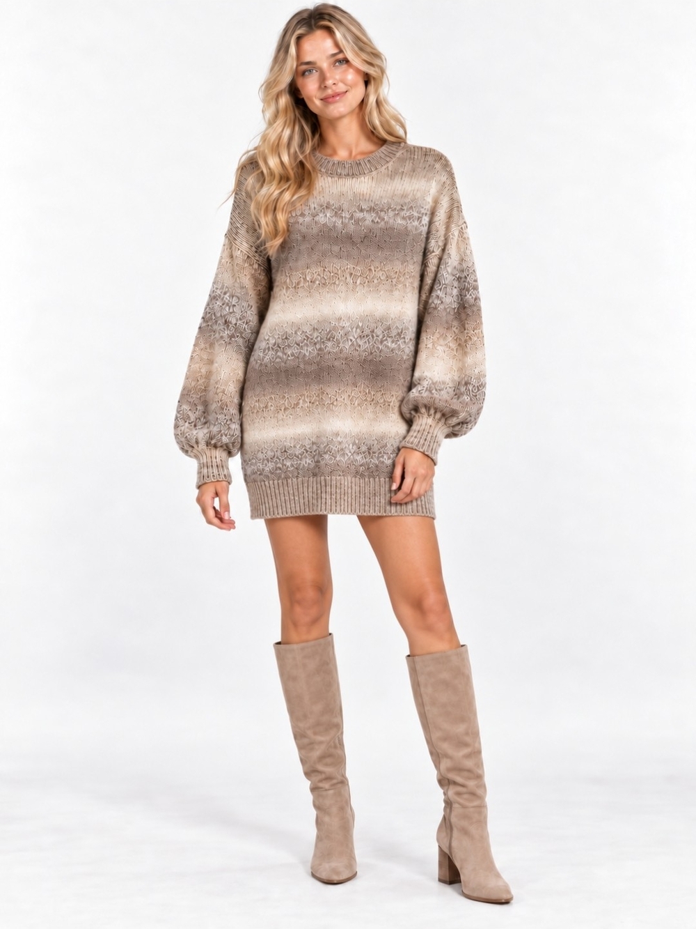 Show Me Your Mumu Timothy Oversized Tunic Sweater Dress XS Neutral